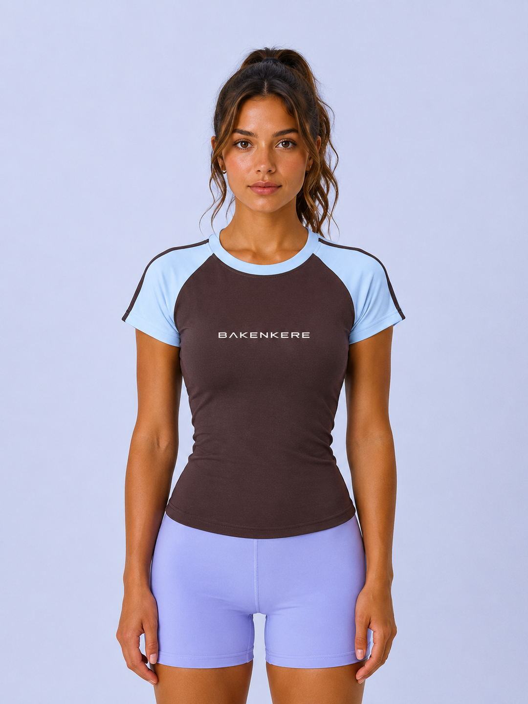 Camiseta Raglán Ajustada con Contraste Mujer