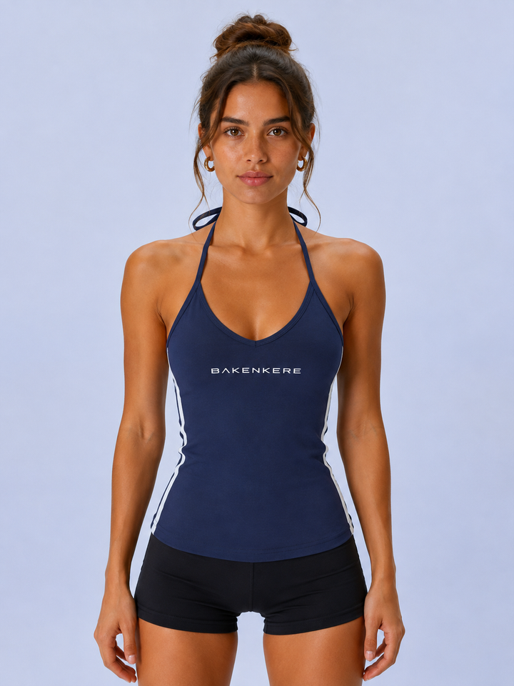 Top Crop Halter Bicolor Mujer