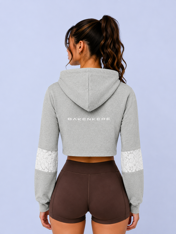 Sudadera Crop Mujer con Encaje