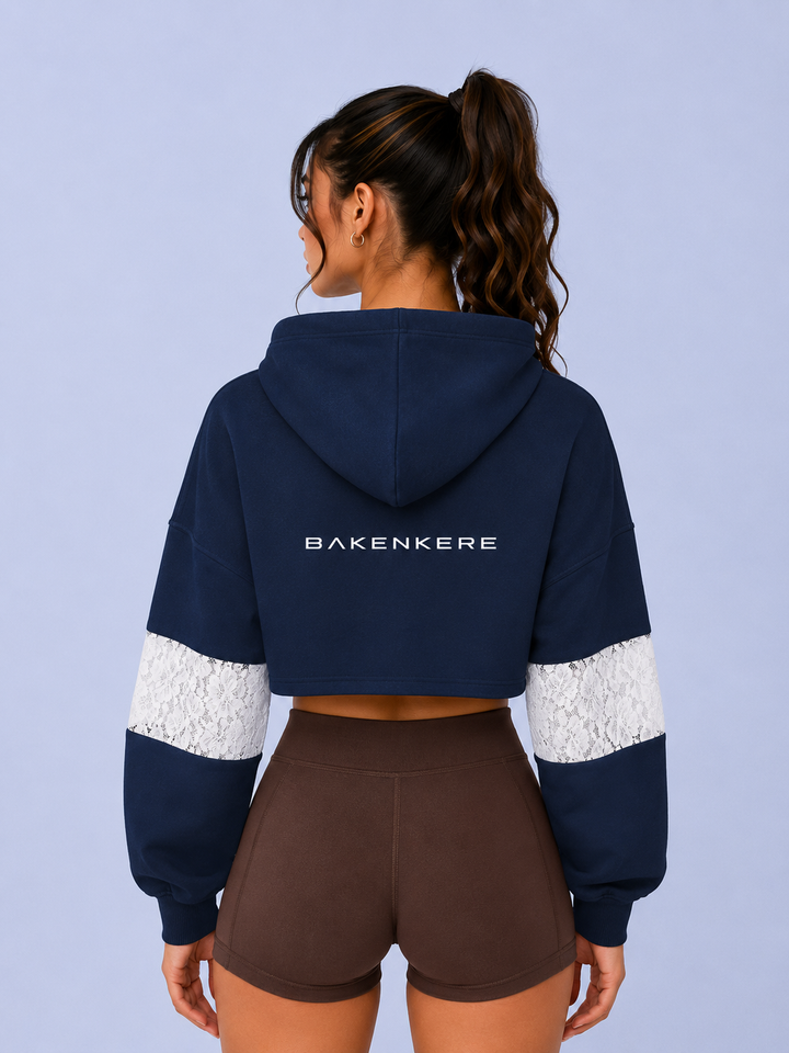 Sudadera Crop Mujer con Encaje