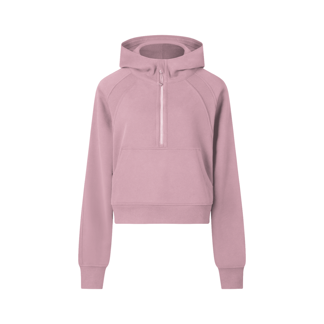 Sudadera Crop Media Cremallera Mujer