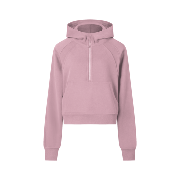 Sudadera Crop Media Cremallera Mujer