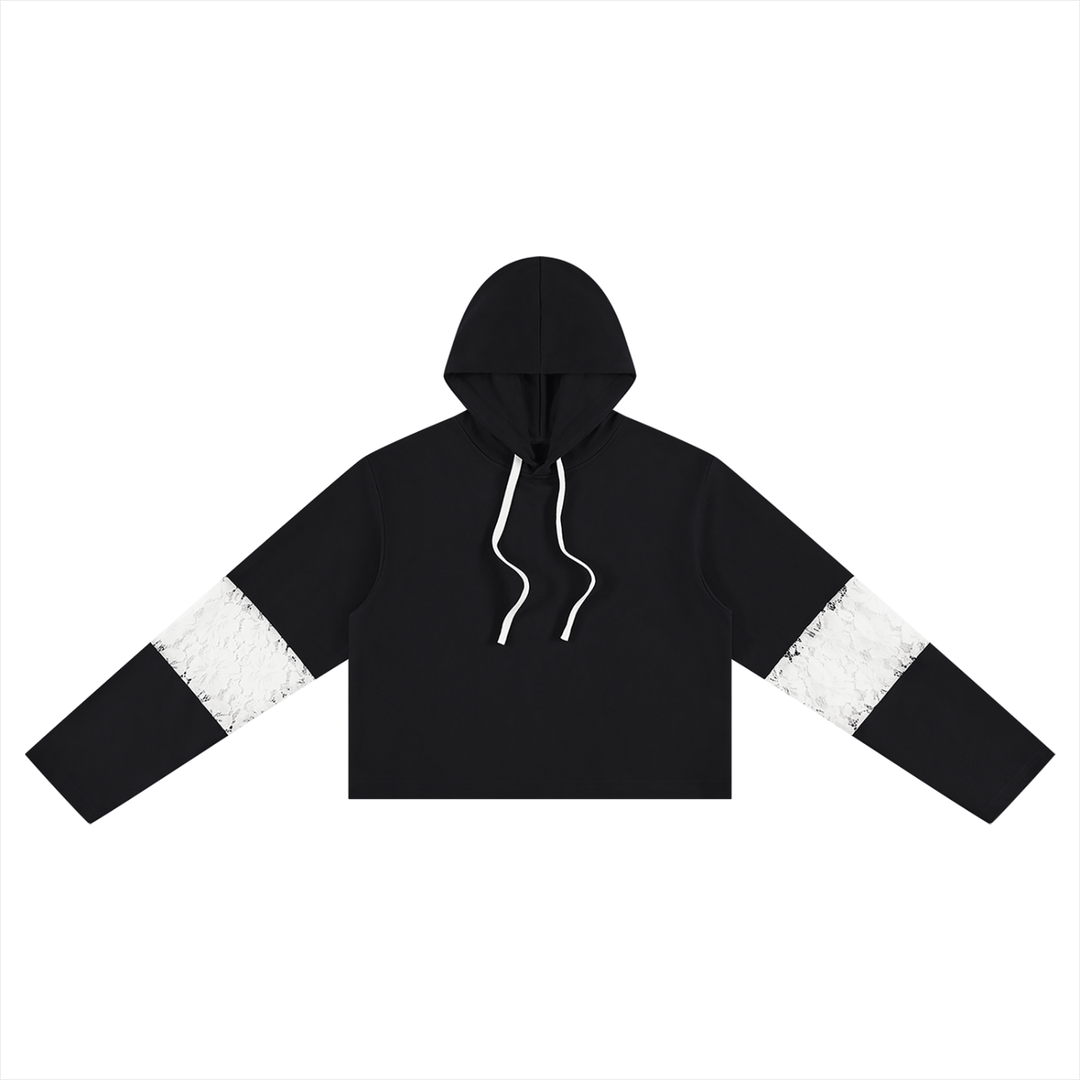 Sudadera Crop Mujer con Encaje